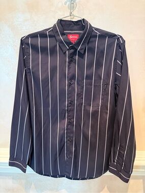 Supreme Black Vertical-Stripe Button-Down Shirt